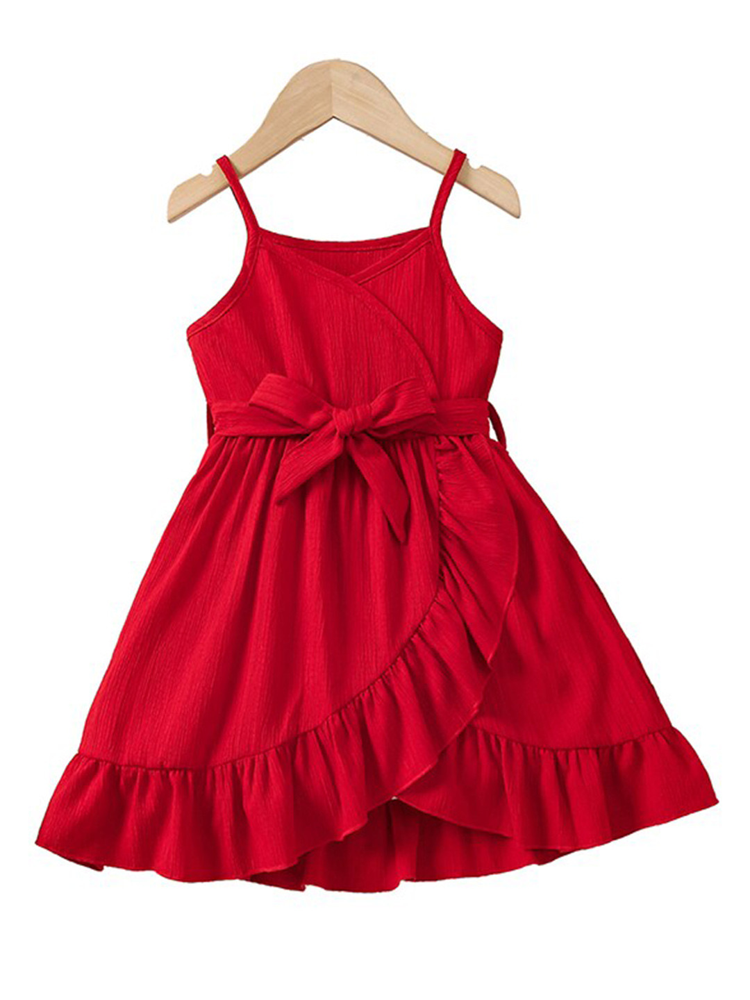 

StyleCast x Revolte Girl Red Shoulder Straps Tie-Ups Wrap Dress
