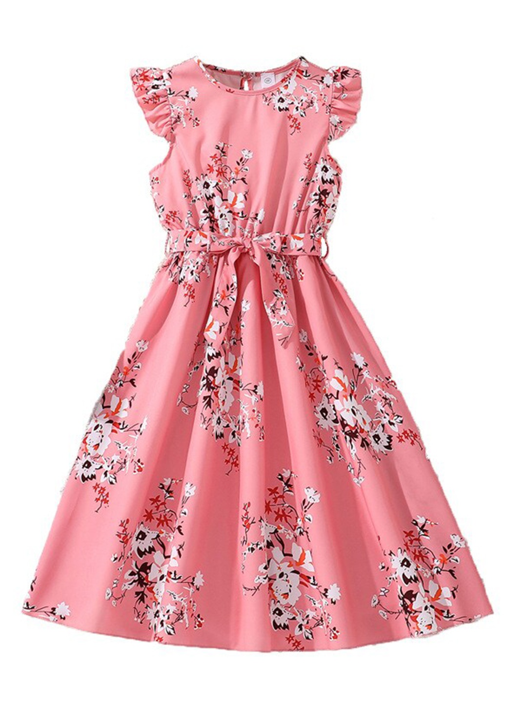 

StyleCast x Revolte Girls Floral Printed Round Neck Fit And Flare Maxi Dress, Pink