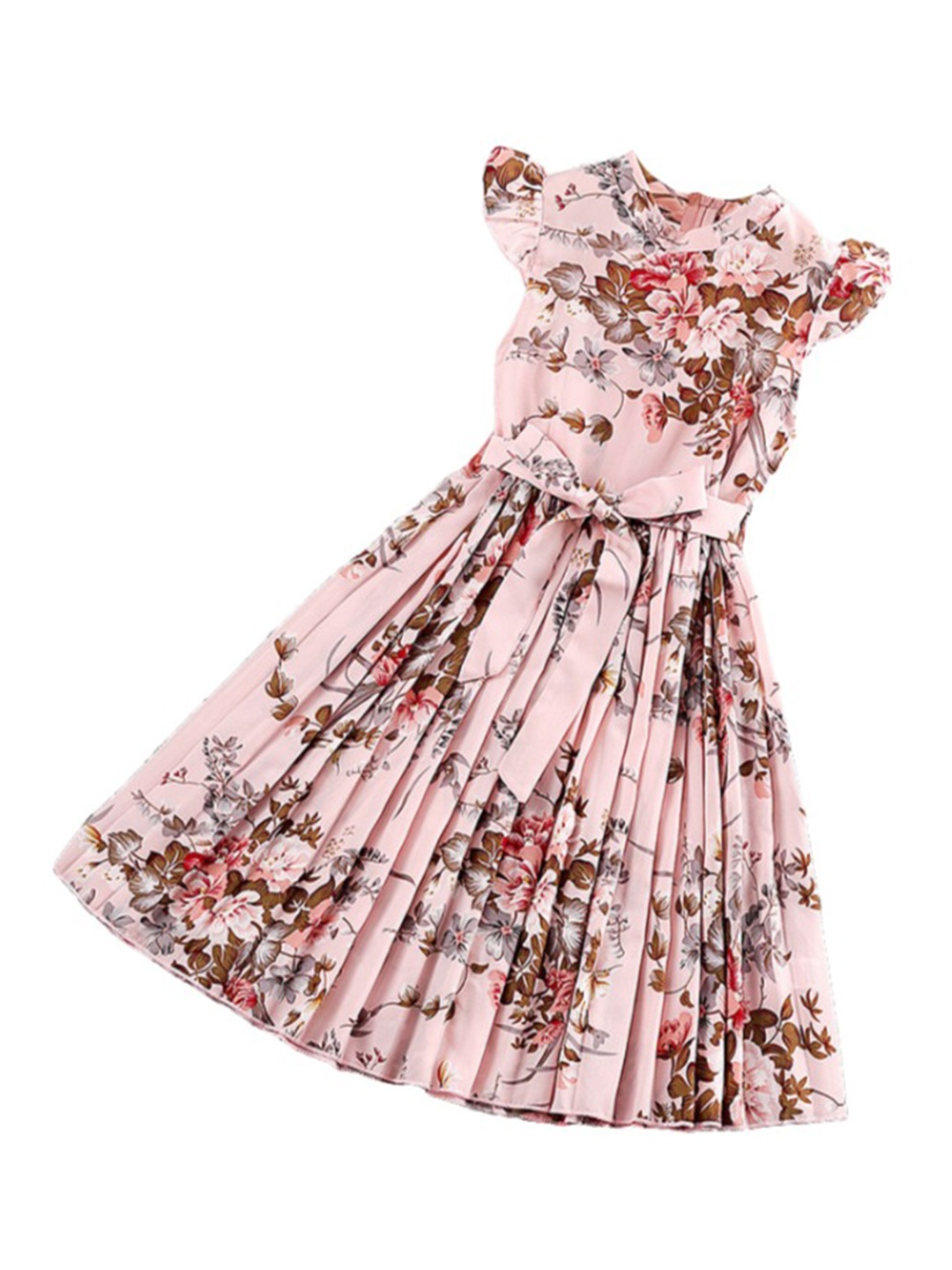 

StyleCast x Revolte Girls Floral Printed Cap Sleeves Fit & Flare Maxi Dress, Pink