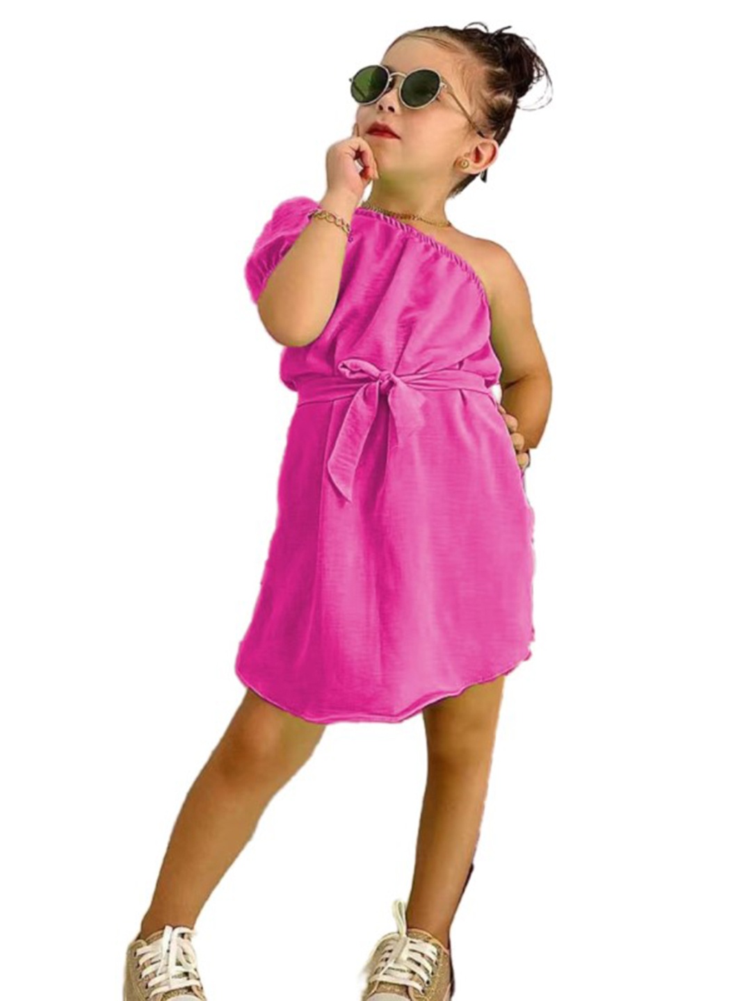 

StyleCast x Revolte Short Sleeves Round Neck A-Line Dress, Fuchsia