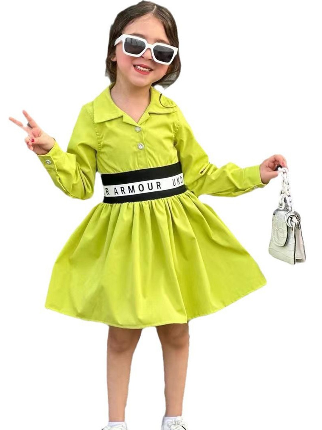 

StyleCast x Revolte Shirt Collar Gathered Fit & Flare Dress, Green