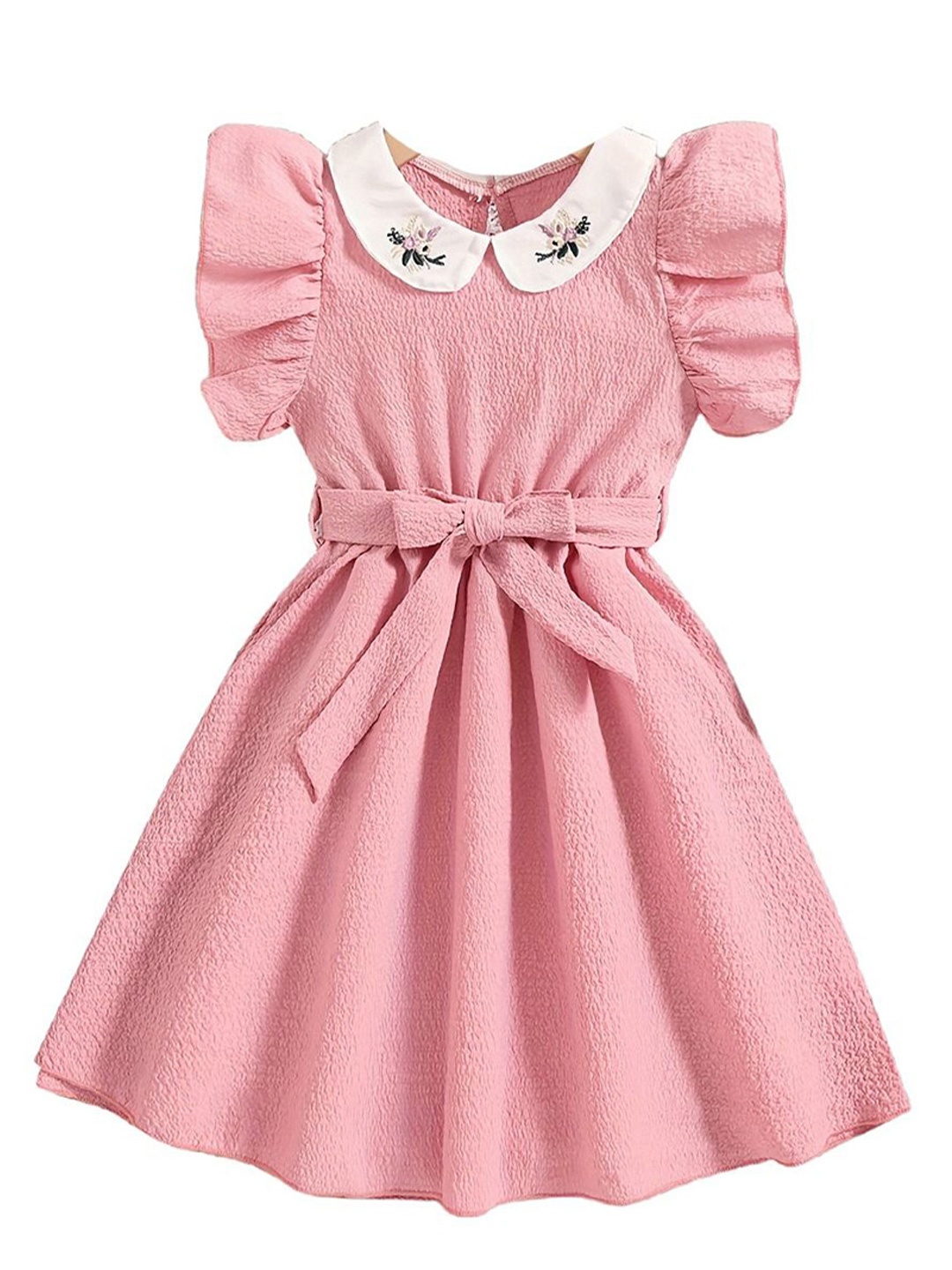 

StyleCast x Revolte Girls Peter Pan Collar Flutter Sleeve Fit & Flare Dress, Pink