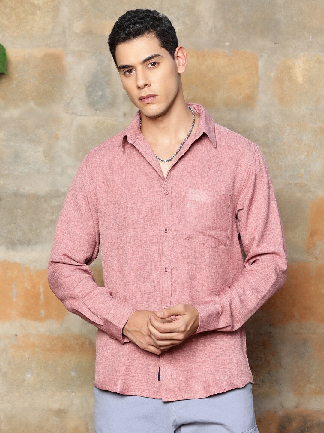 

The Roadster Lifestyle Co. Peach-Coloured Premium Long Sleeves Casual Shirt