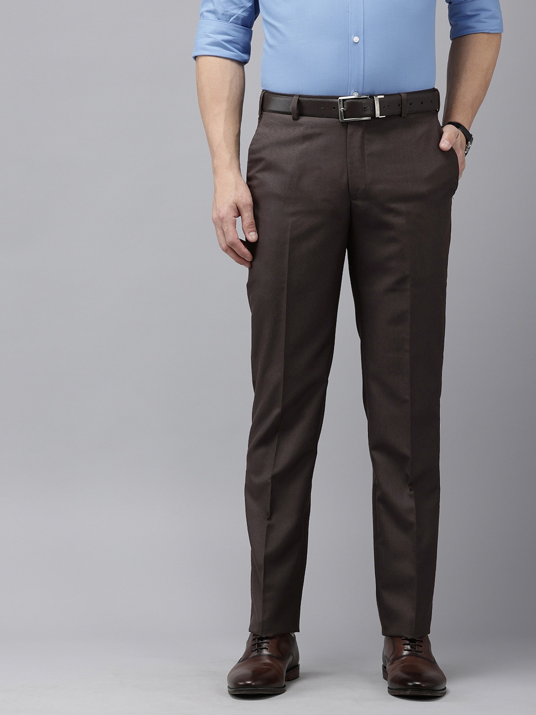 

Park Avenue Men Checked Formal Trousers, Brown