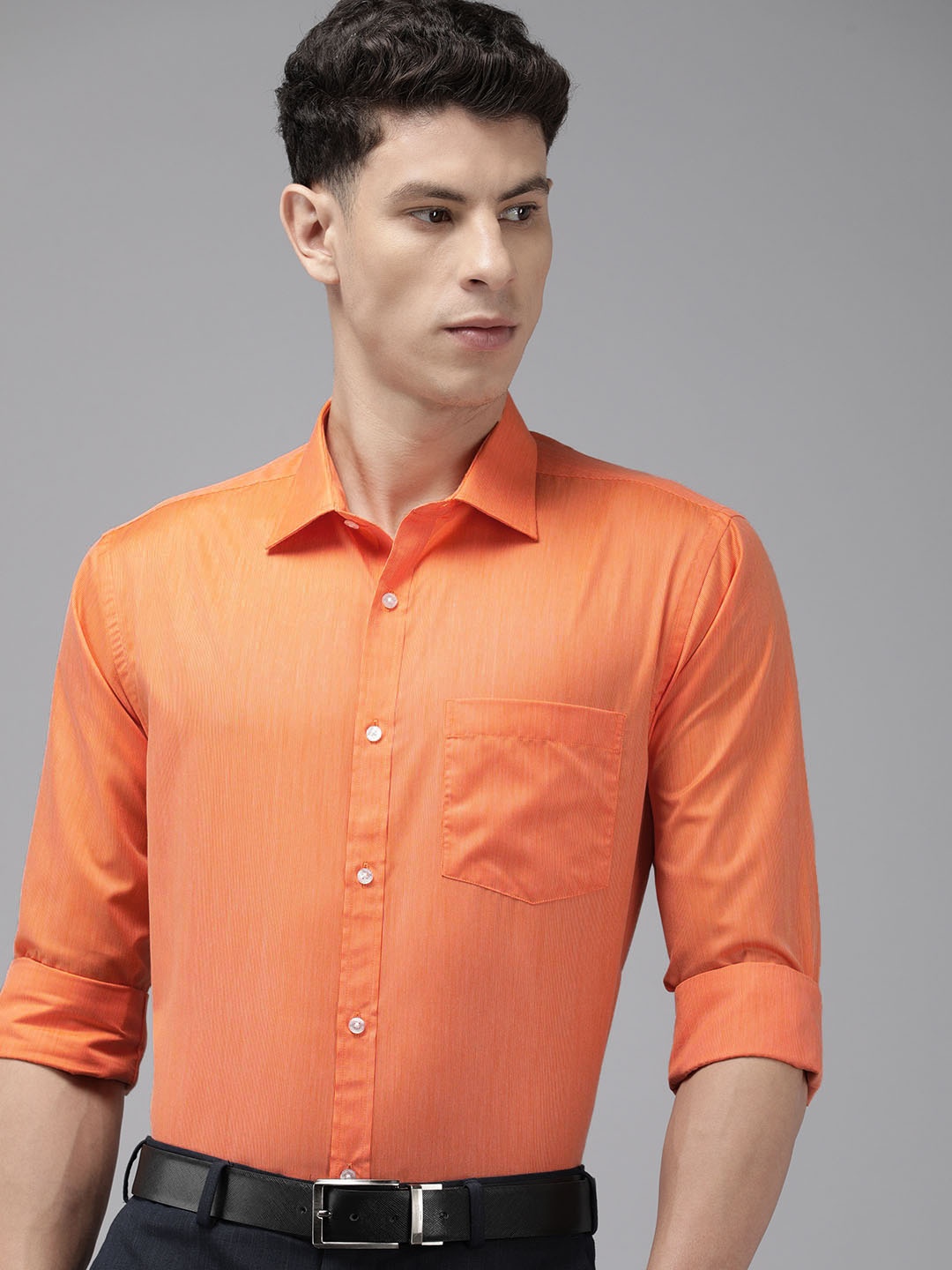

Park Avenue Slim Fit Pinstripes Opaque Formal Shirt, Orange