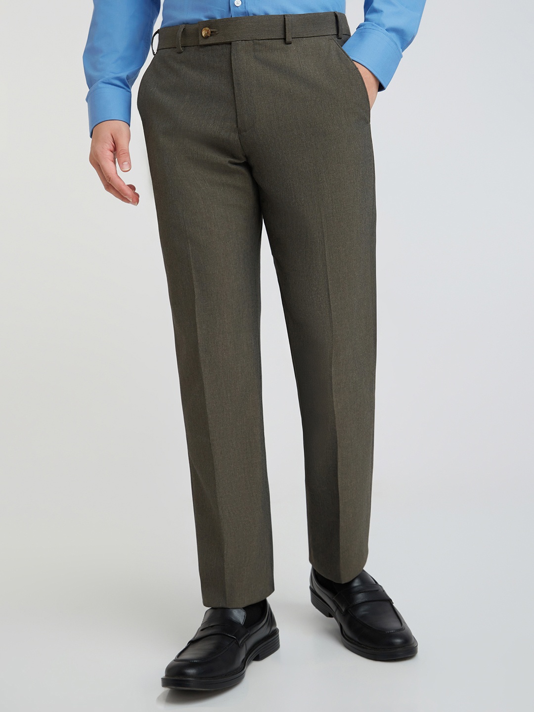

Park Avenue Men Solid Formal Trousers, Brown