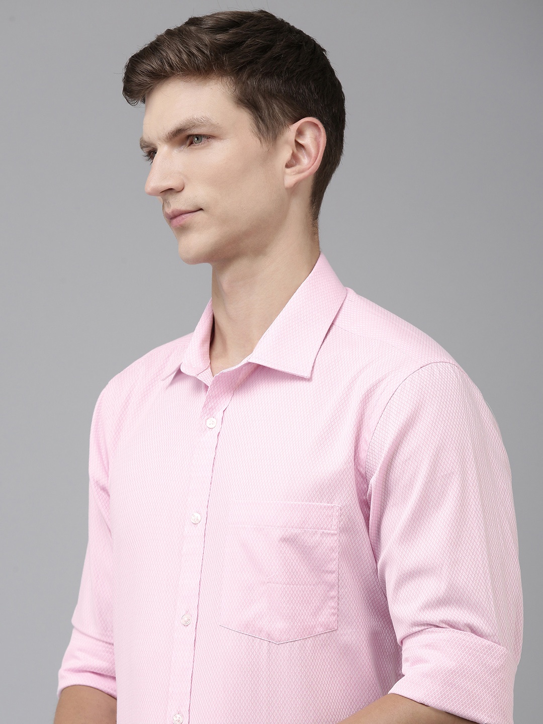 

Park Avenue Pure Cotton Self Design Textured Slim Fit Opaque Formal Shirt, Pink