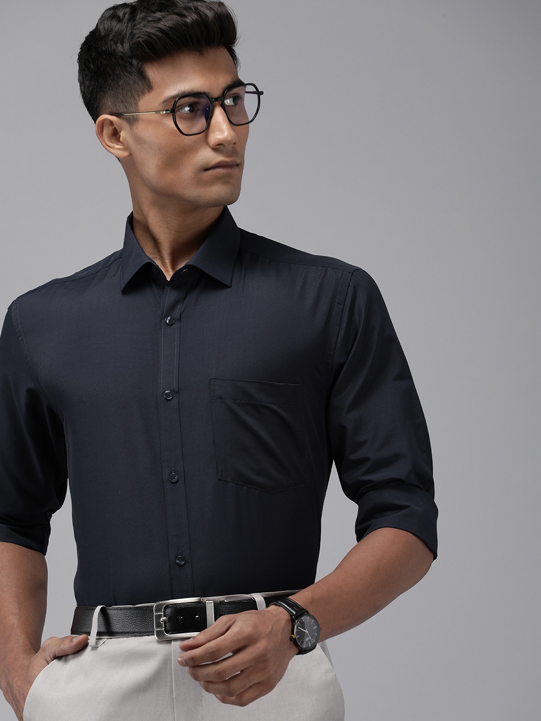 

Park Avenue Slim Fit Opaque Formal Shirt, Navy blue