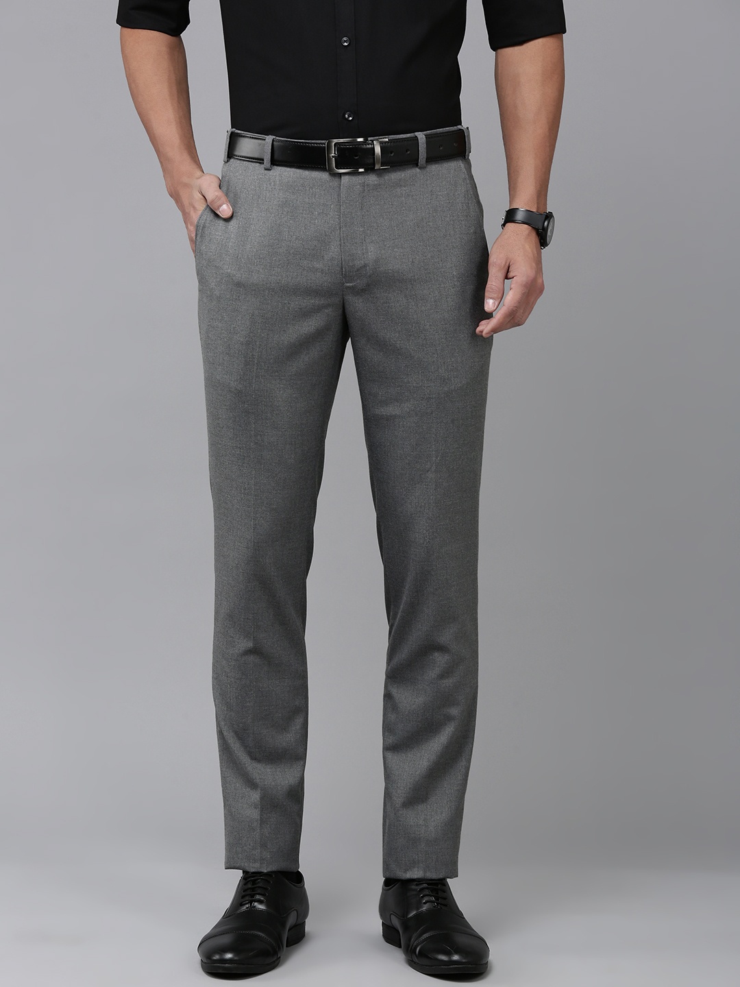 

Park Avenue Men Slim Fit Formal Trousers, Grey