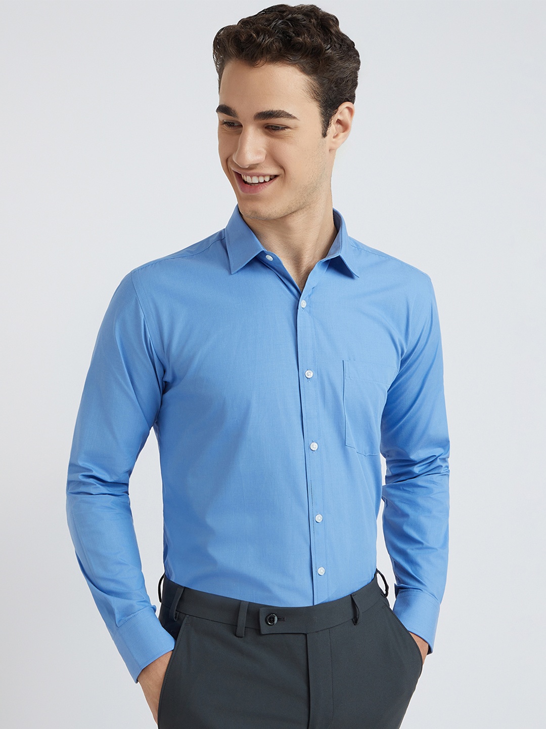 

Park Avenue Pure Cotton Slim Fit Opaque Formal Shirt, Blue