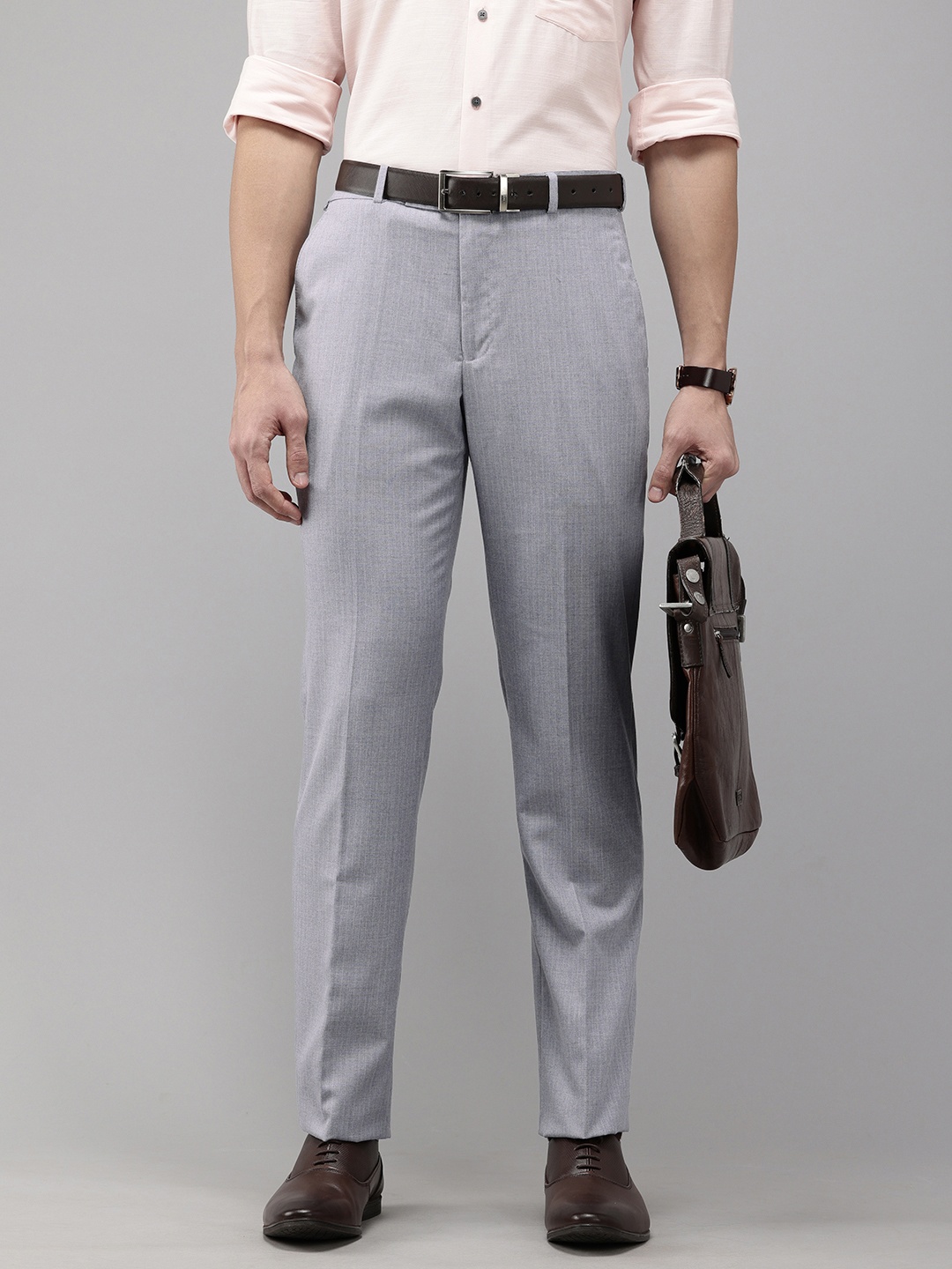 

Park Avenue Men Striped Formal Trousers, Grey