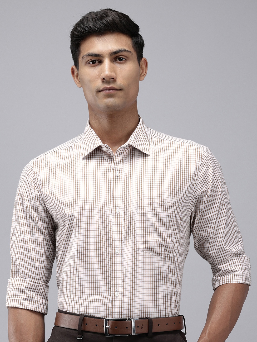 

Park Avenue Slim Fit Grid Tattersall Checked Easy Care Formal Shirt, White