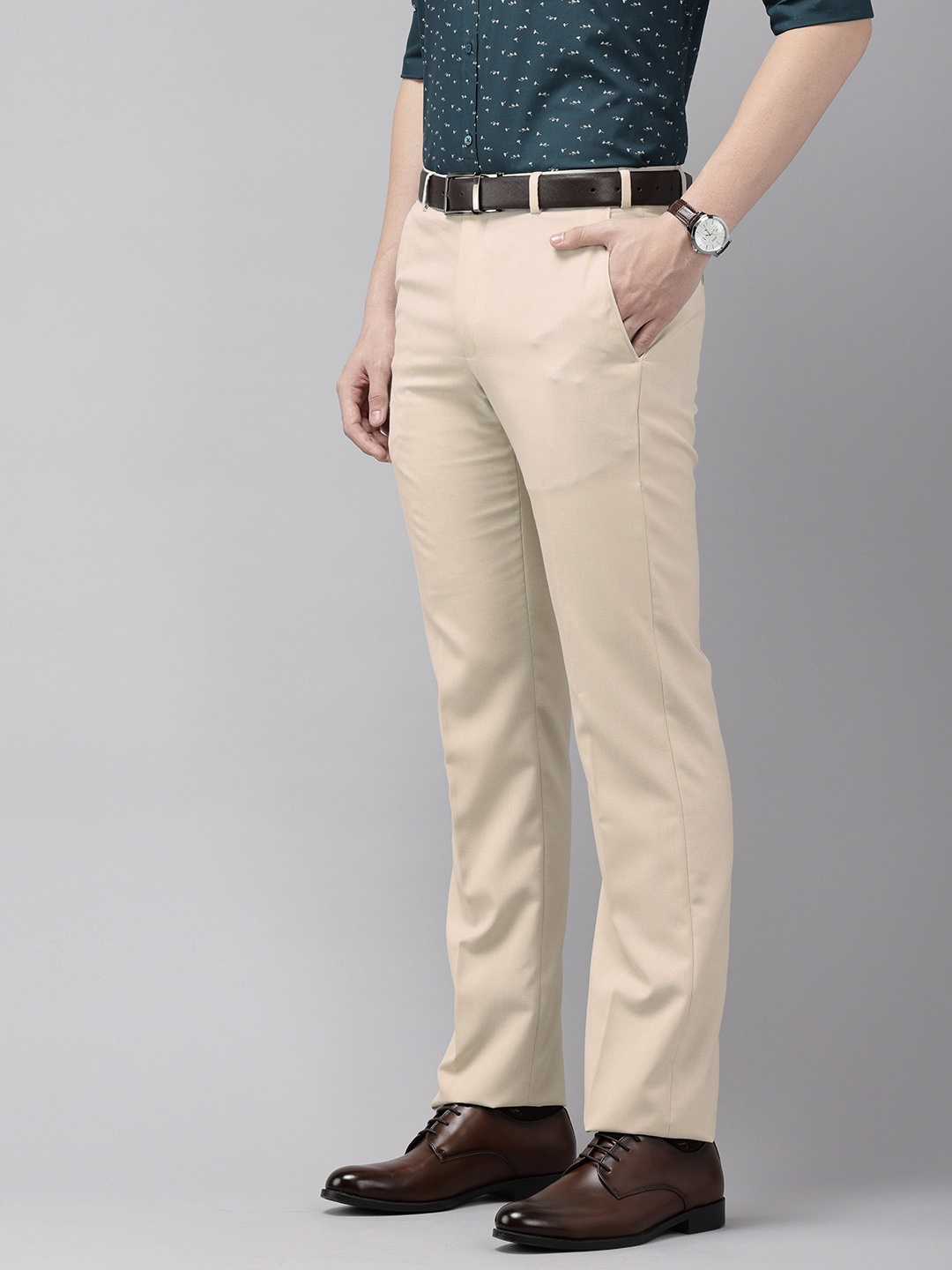 

Park Avenue Men Regular Fit Formal Trousers, Beige