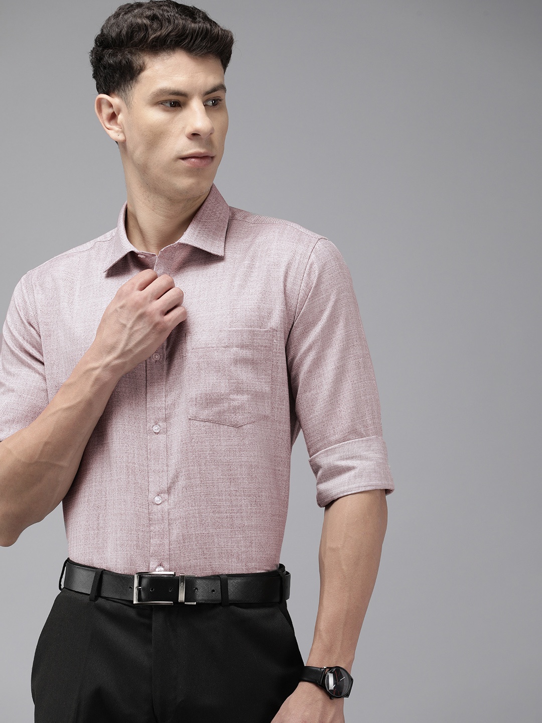 

Park Avenue Slim Fit Self Design Opaque Formal Shirt, Mauve