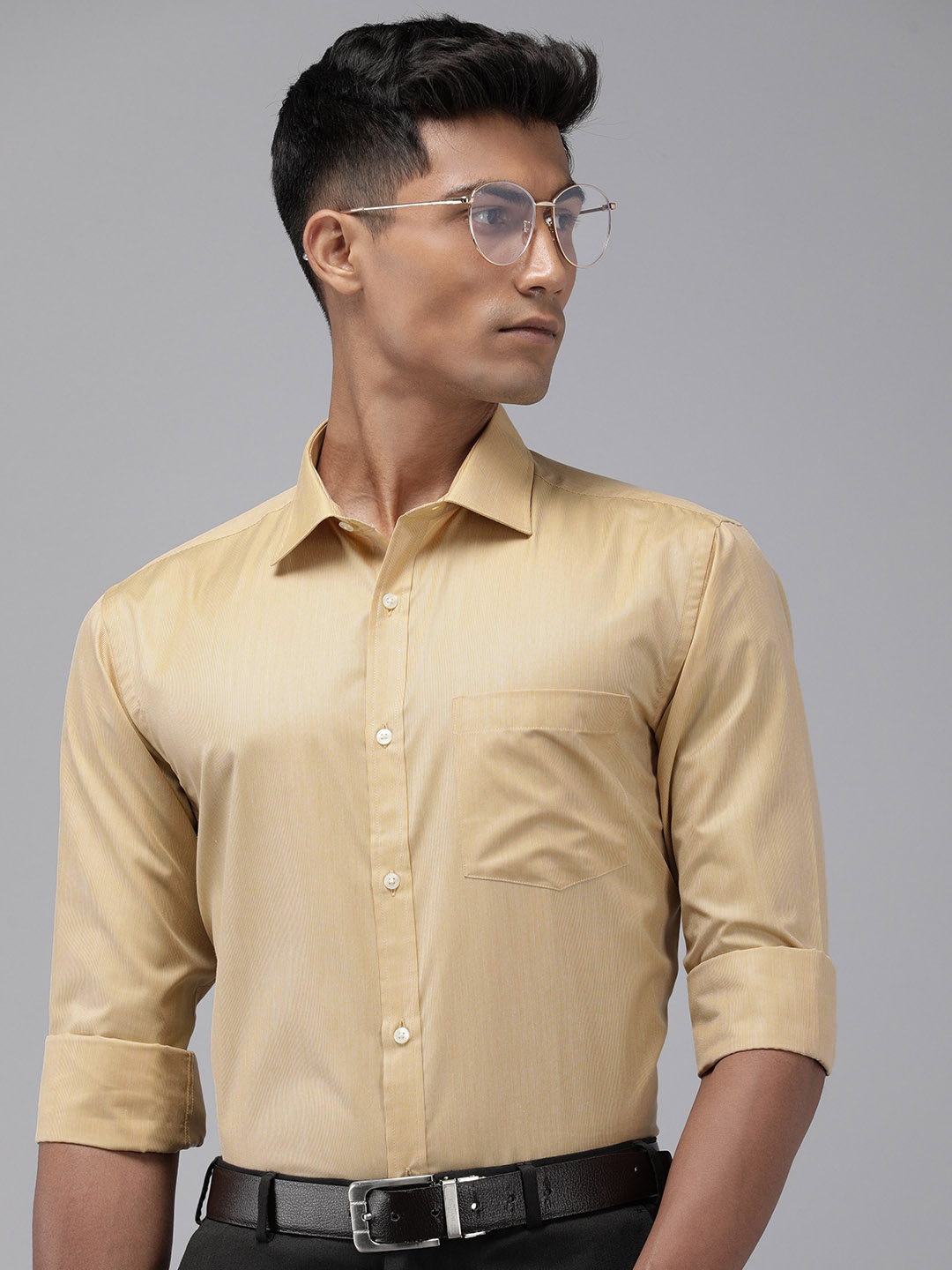 

Park Avenue Slim Fit Pinstripes Opaque Formal Shirt, Beige