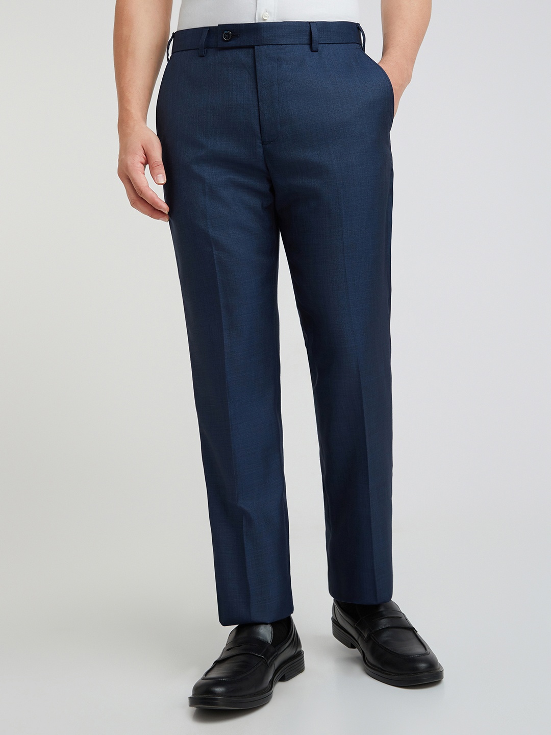 

Park Avenue Men Solid Regular Fit Formal Trousers, Navy blue