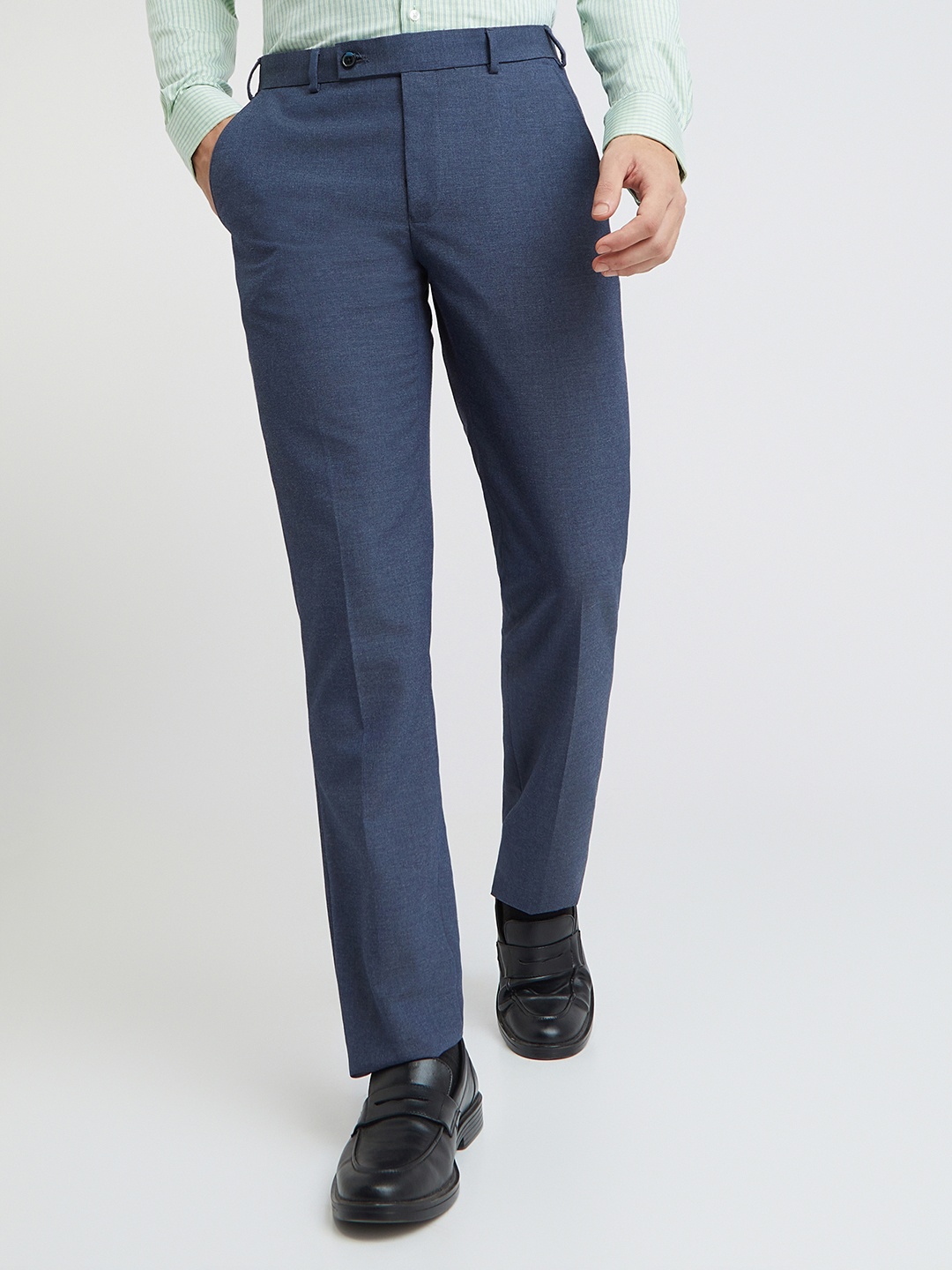 

Park Avenue Men Solid Formal Trousers, Blue