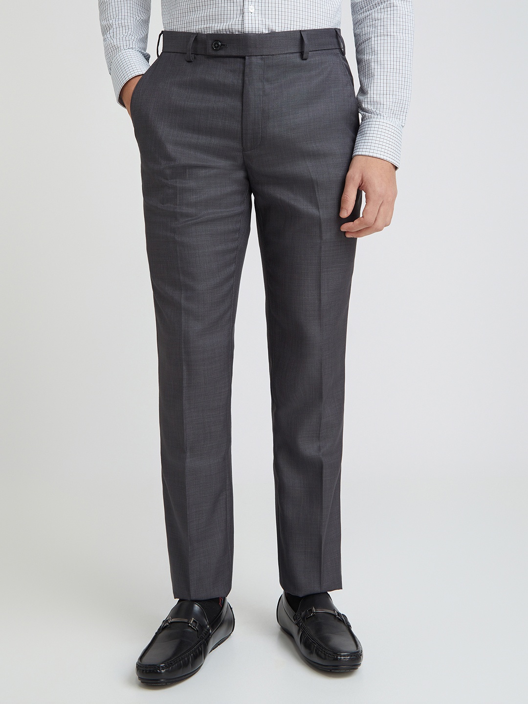 

Park Avenue Men Regular Fit Formal Trousers, Grey