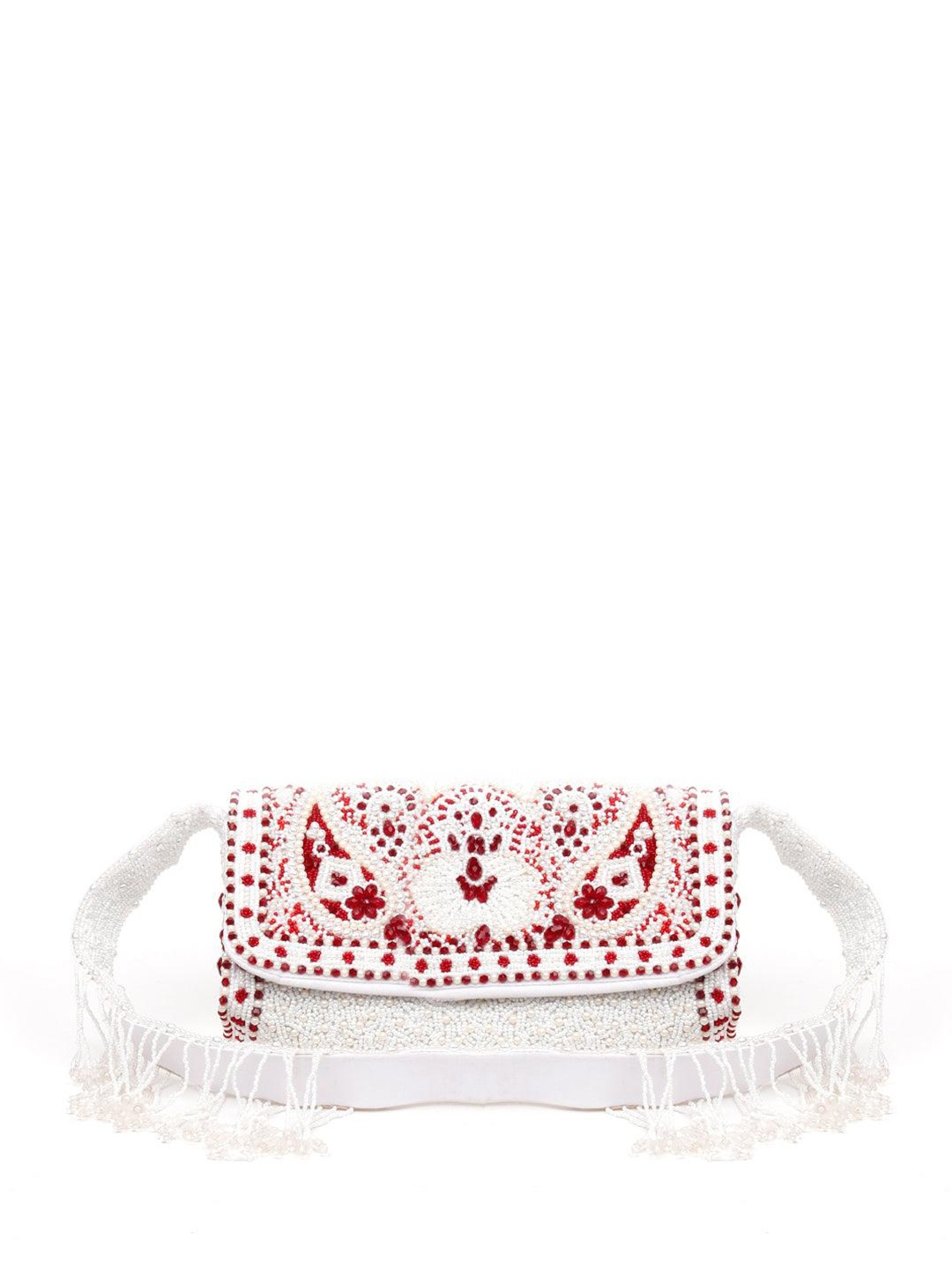 

ODETTE Embellished Envelope Clutch, White