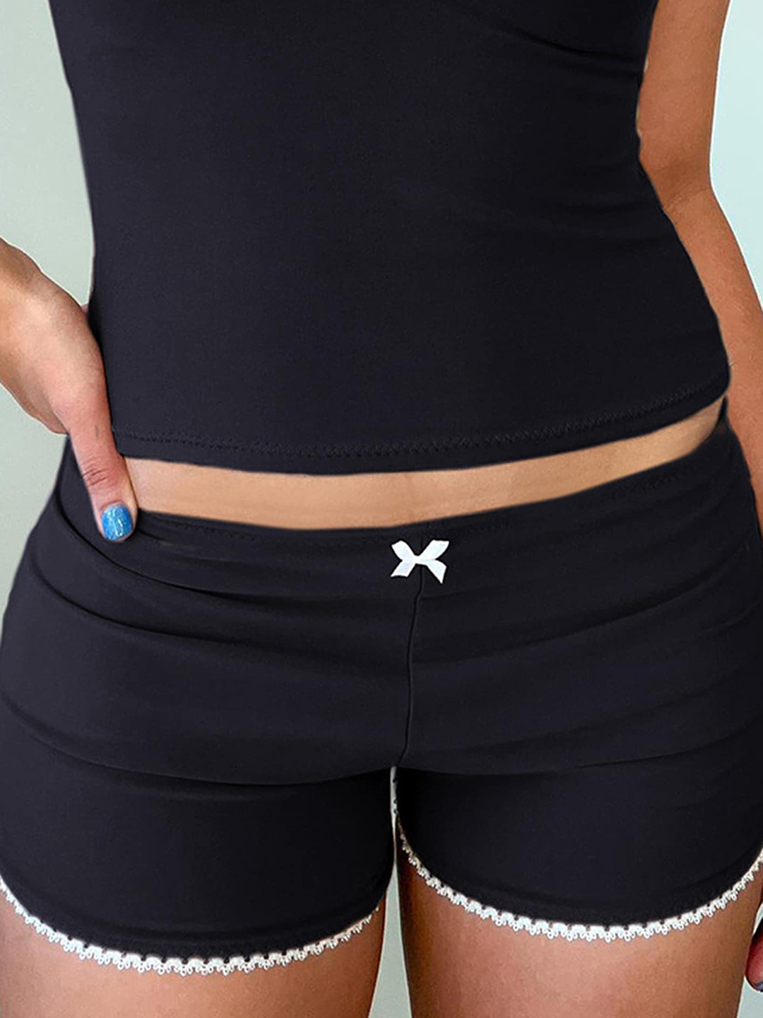 

LULU & SKY Women Slim Fit Low-Rise Hot Pants Shorts, Black
