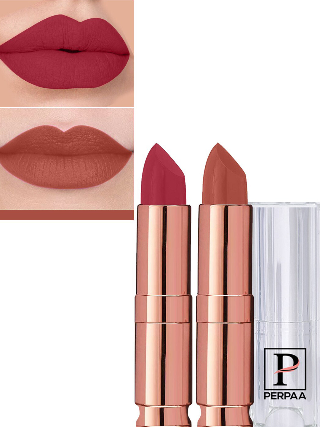 

PERPAA Set Of 2 Antique Velvet Matte Lipstick With Jojoba Oil - Nude 62 & Maroon Pink 87