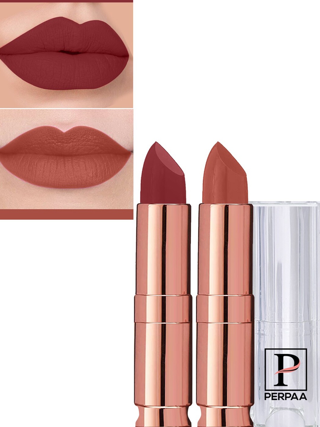 

PERPAA Set Of 2 Antique Velvet Matte Lipstick With Jojoba Oil - Nude 62 & Maroon 96