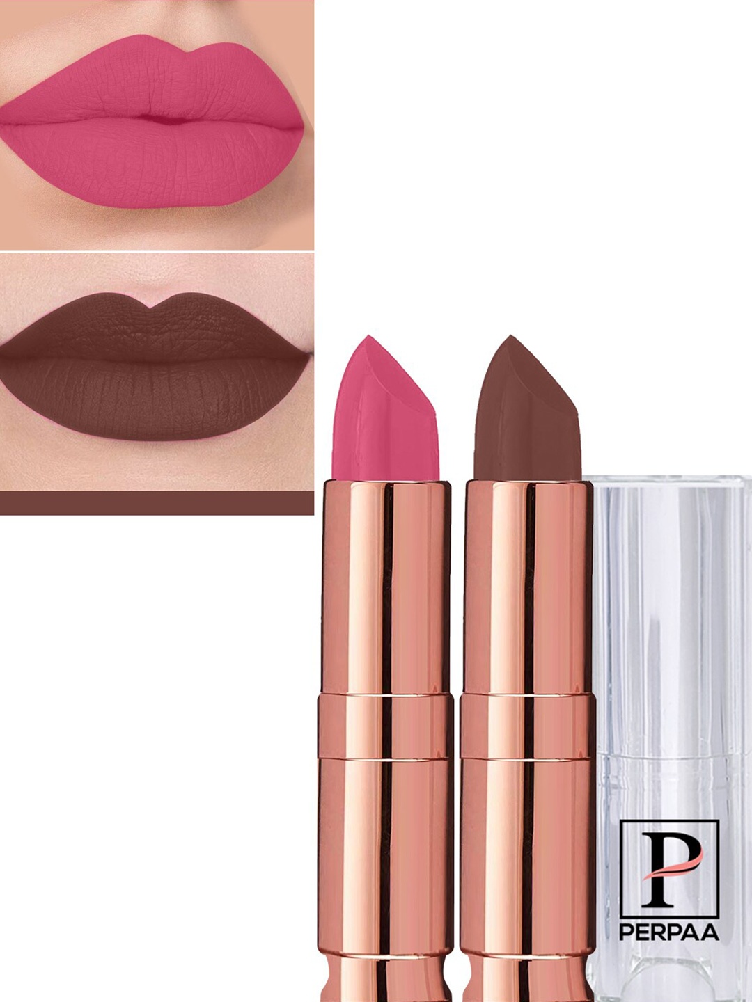 

PERPAA Set Of 2 Antique Velvet Matte Lipsticks 3.5 gm Each - Shades 67 & 60, Brown