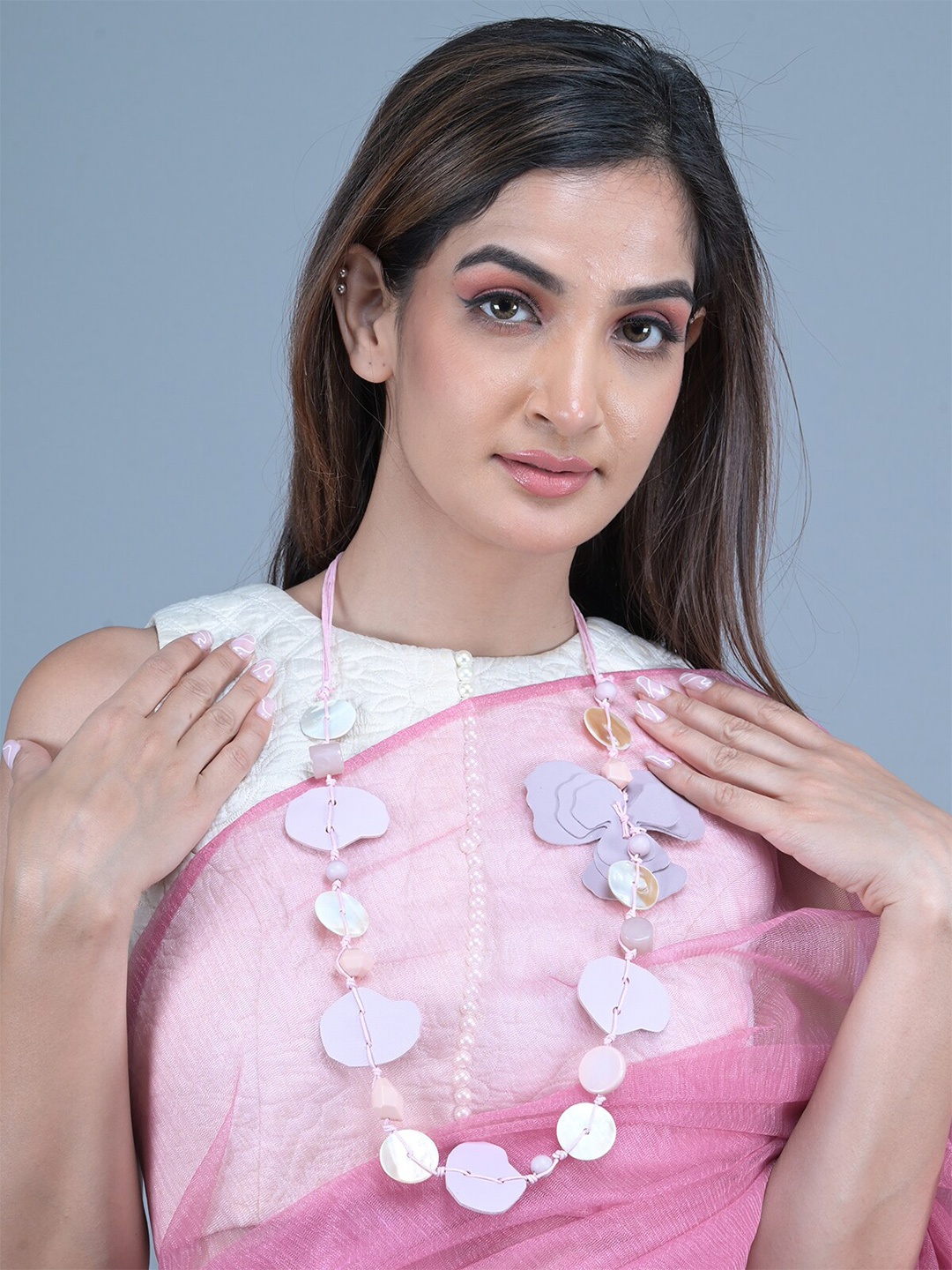 

ODETTE Floral Necklace, Pink