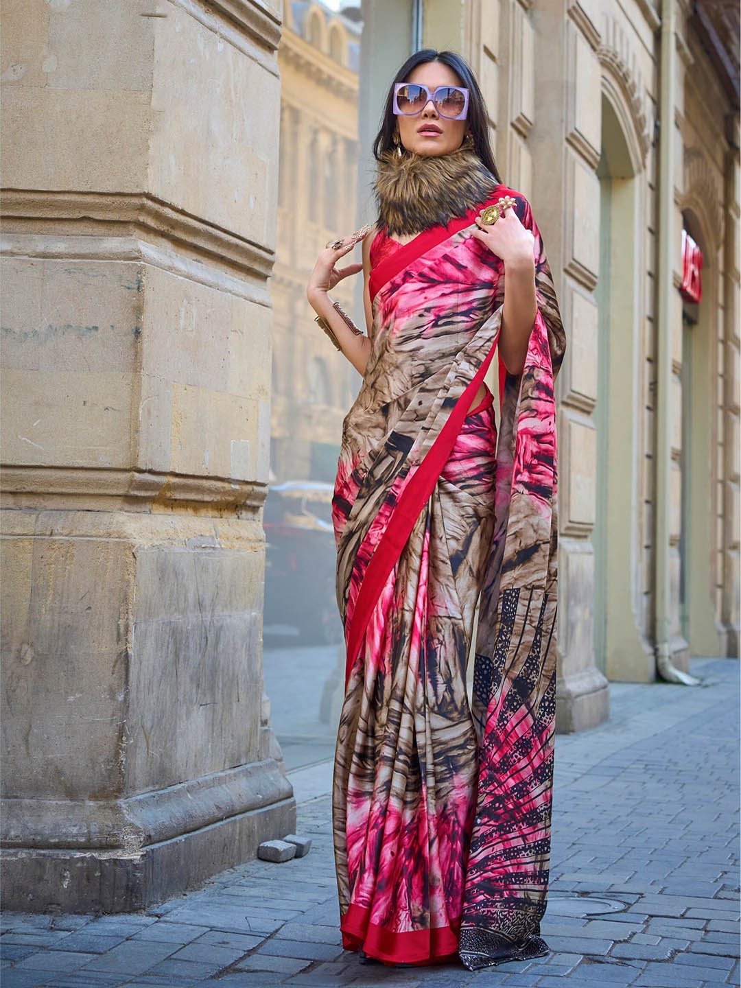 

elora Satin Saree, Beige