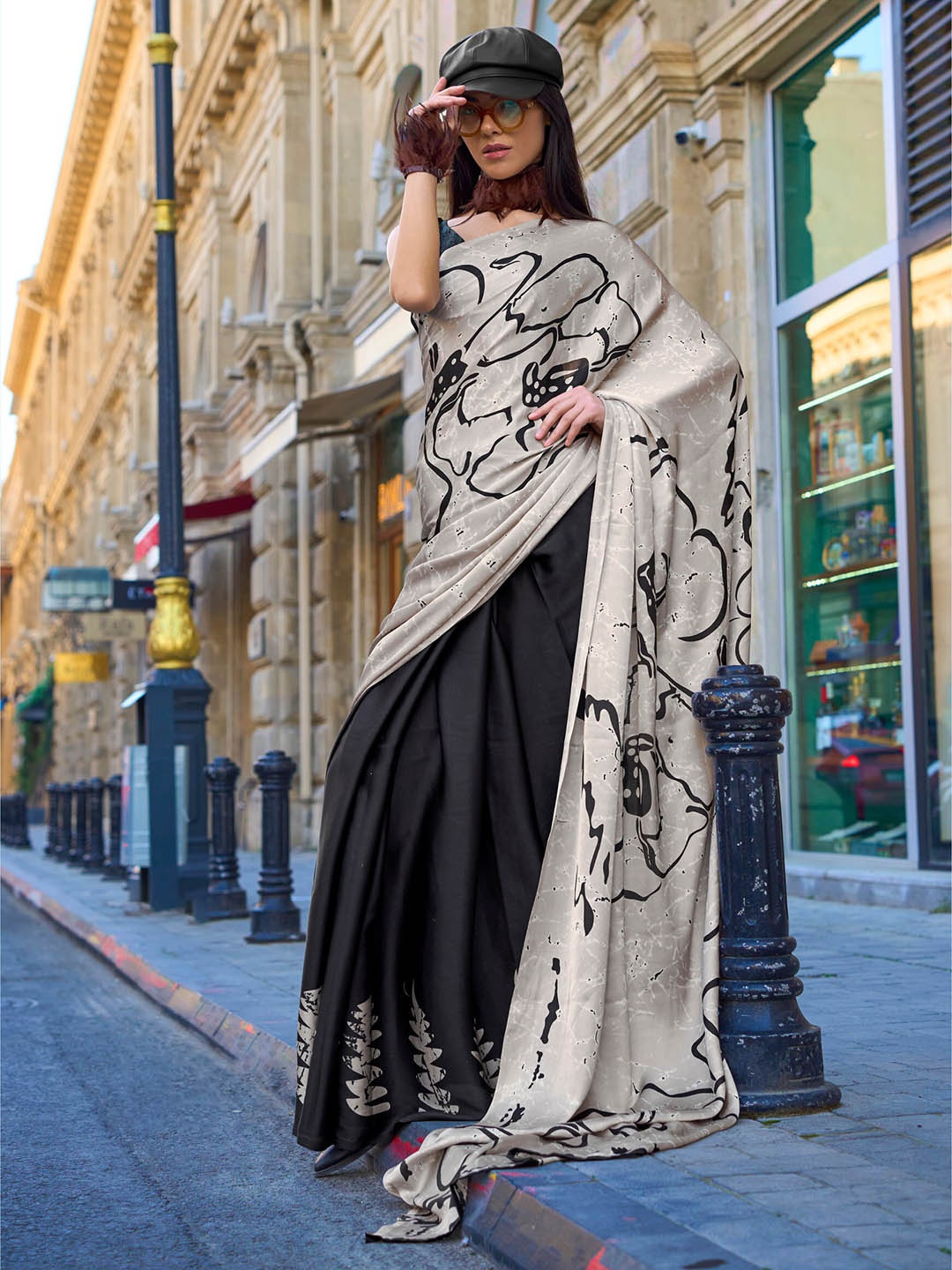 

Elora Satin Saree, Beige