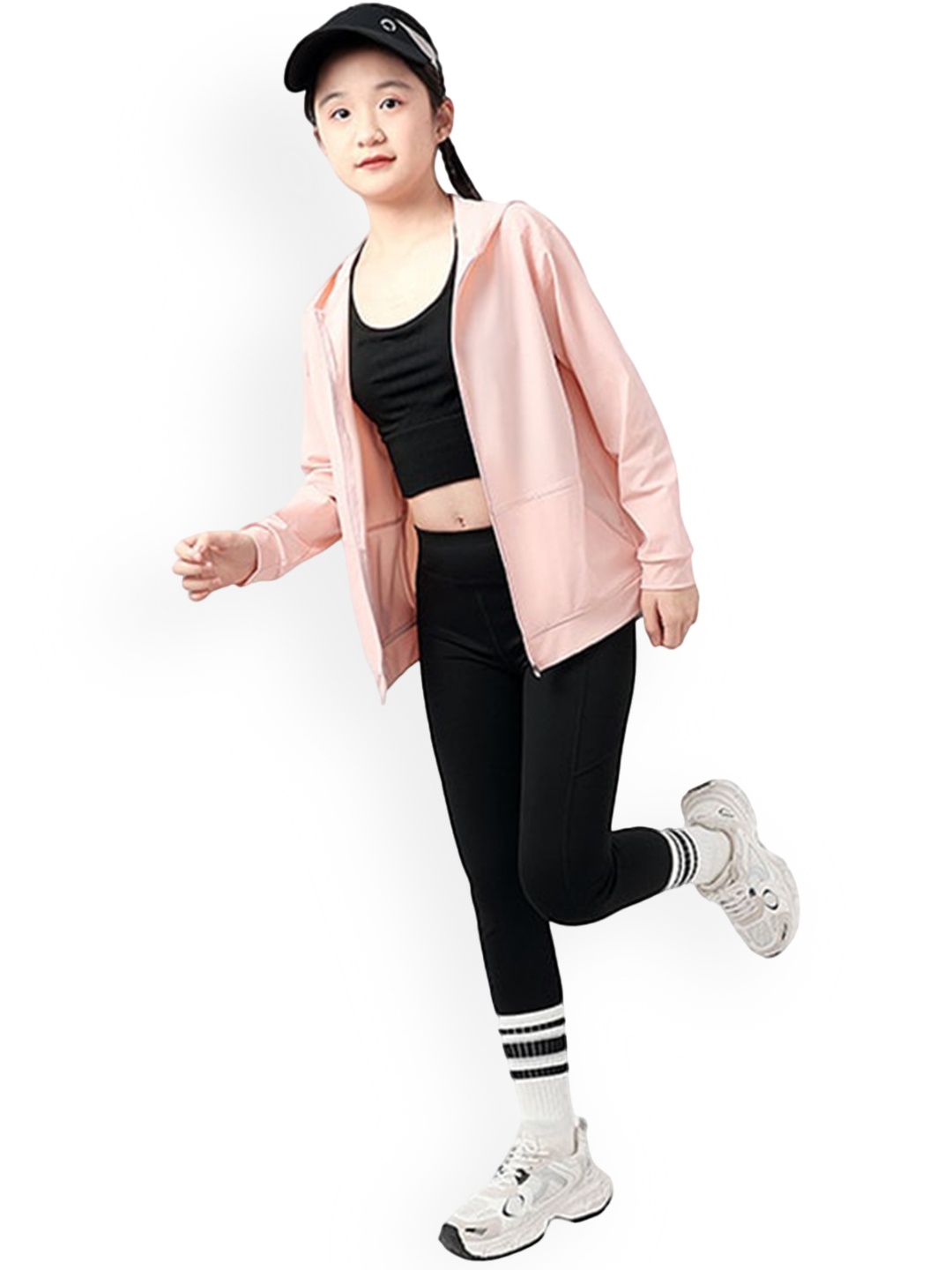 

StyleCast x Revolte Girls Striped Longline Outdoor Open Front Jacket, Pink