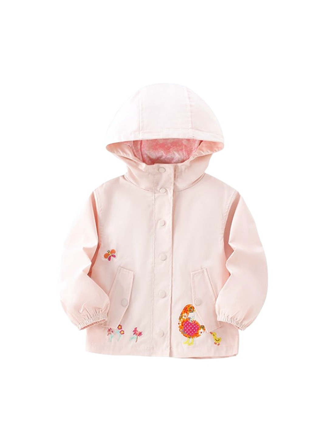 

StyleCast x Revolte Girls Embroidered Lightweight Hooded Cotton Bomber Jacket, Pink