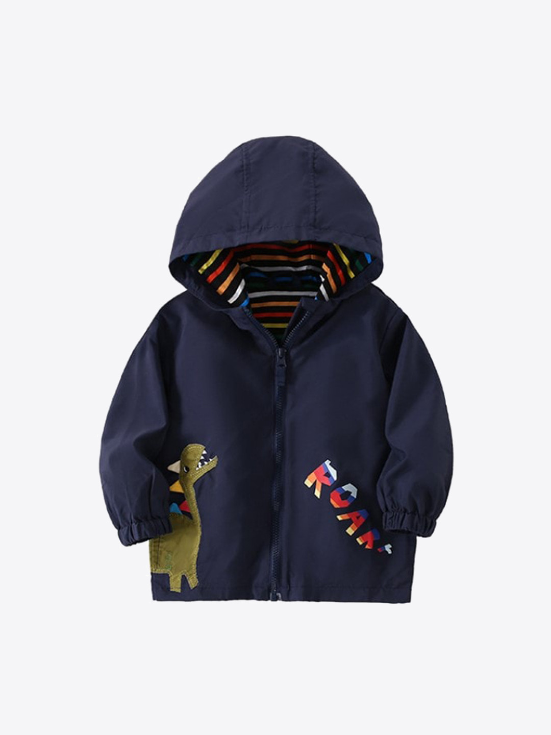 

StyleCast x Revolte Boys Navy Blue Hooded Reversible Bomber Jacket with Embroidered