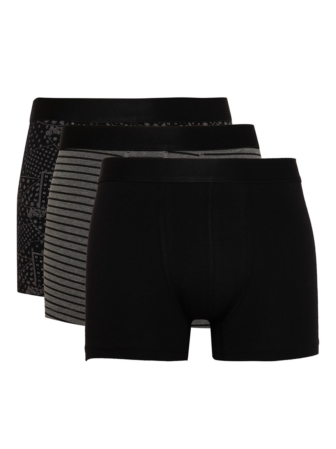 

DeFacto Pack Of 3 Printed Trunks, Black