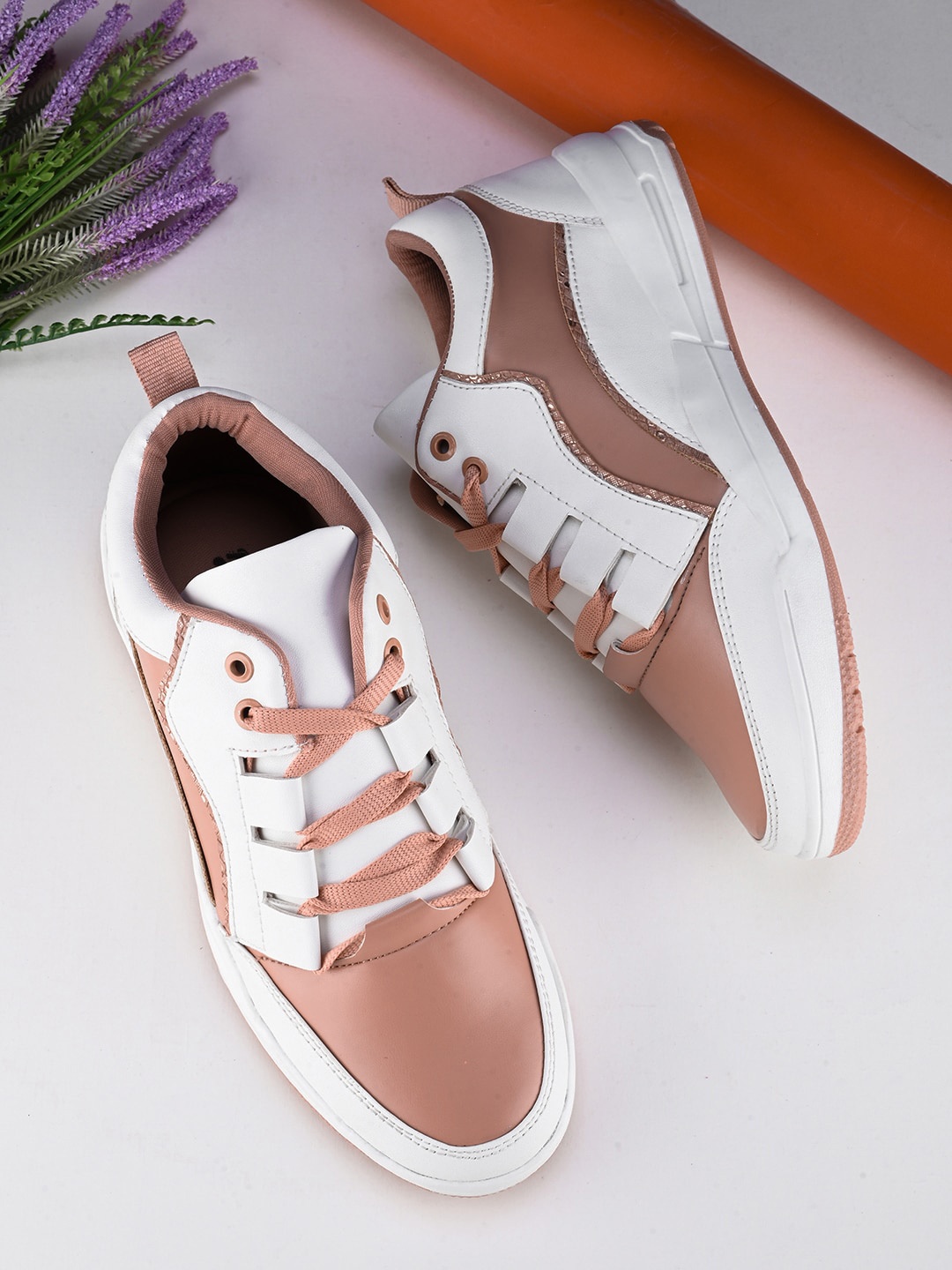 

The Roadster Lifestyle Co. Women Nude-Coloured Round Toe Lightweight Sneakers