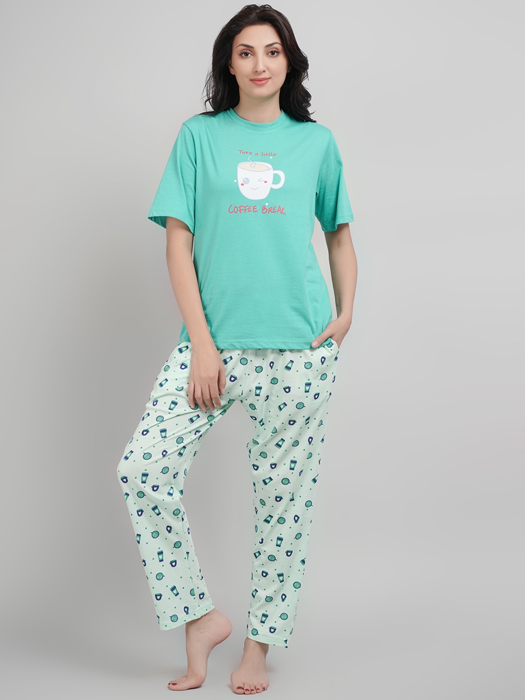 

Lugo Printed Round Neck Night suit, Blue