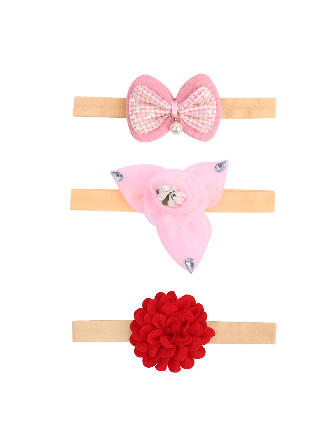 

Xivir Set of 3 Embellished Hairband, Pink