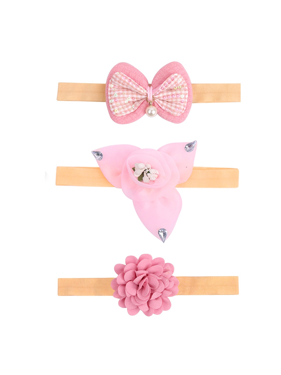 

Xivir Set of 3 Embellished Hairband, Pink