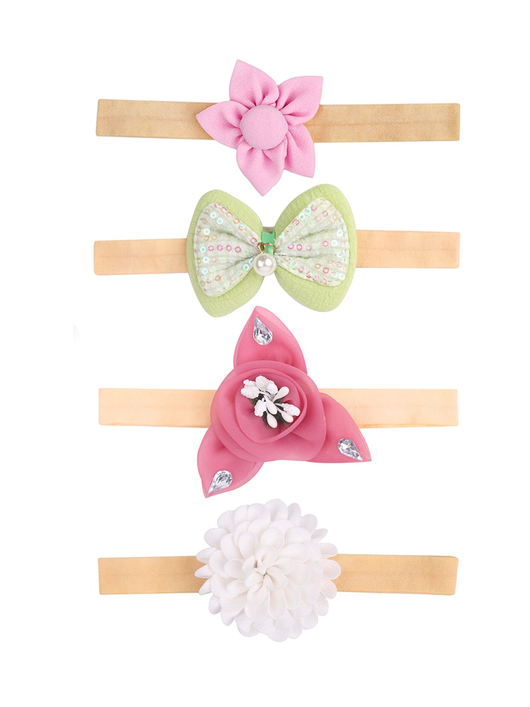 

Xivir Set of 4 Embellished Hairbands, Pink