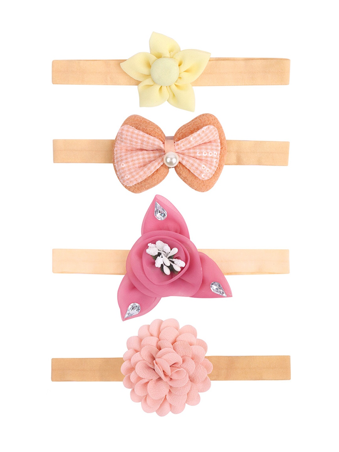 

Xivir Set of 4 Embellished Hairbands, Pink
