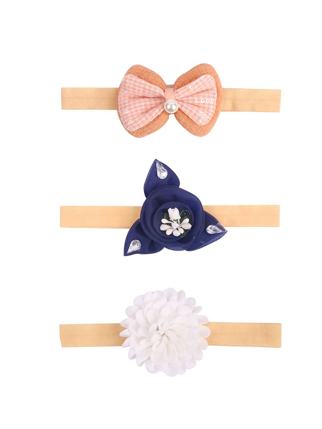 

Xivir Set of 3 Embellished Hairband, Peach