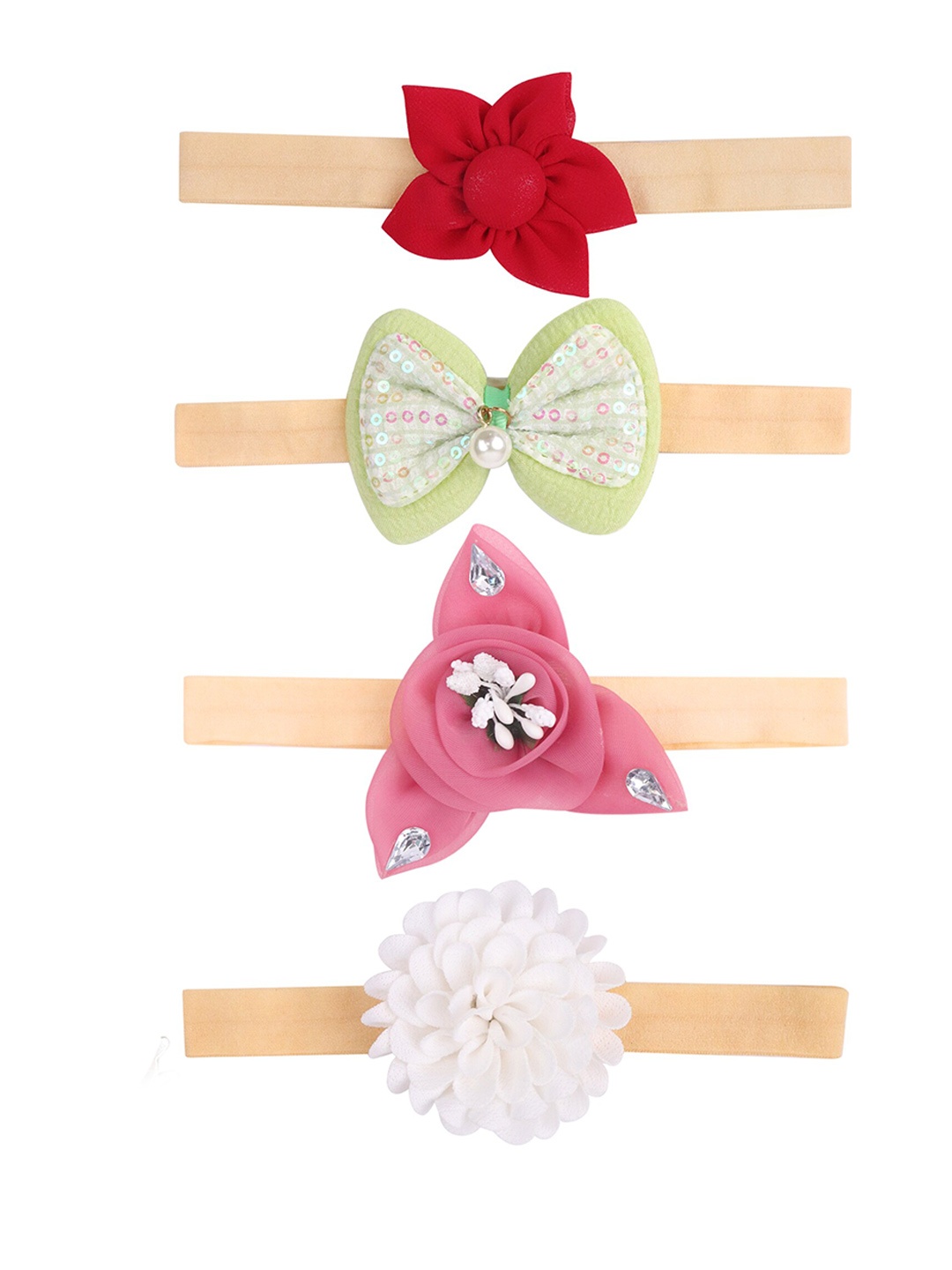 

Xivir Girls Set of 4 Embellished Hairband, Green