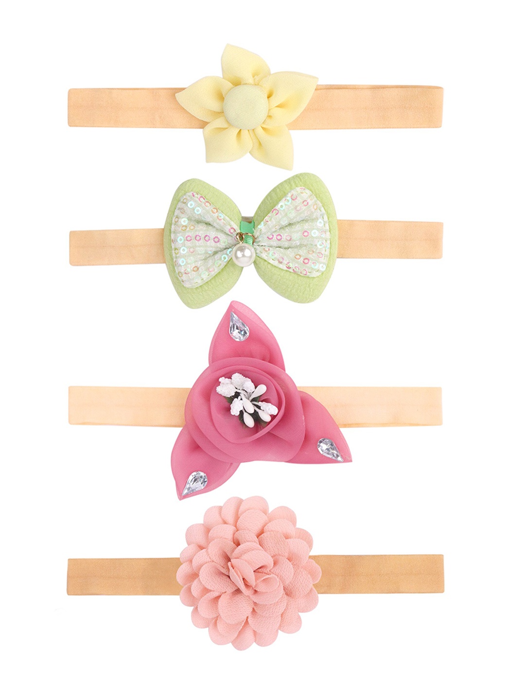 

Xivir Women Set of 4 Embellished Hairband, Pink