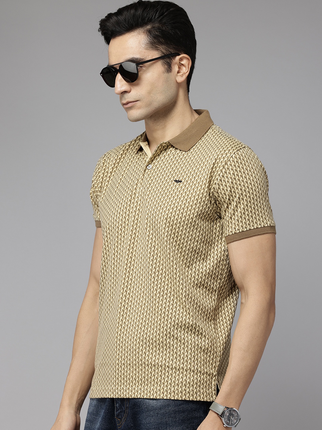 

Park Avenue Men Printed Polo Collar Slim Fit T-shirt, Olive