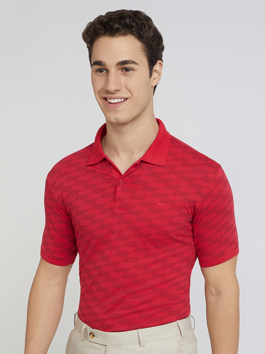 

Park Avenue Printed Polo Collar Slim Fit T-shirt, Red