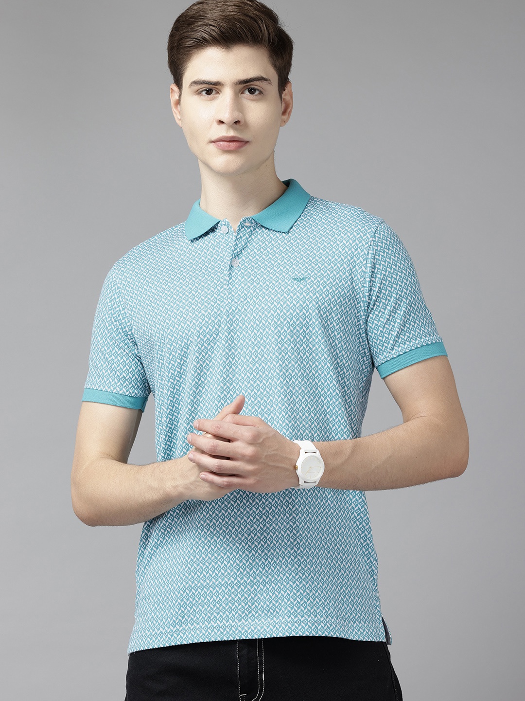 

Park Avenue Printed Polo Collar Slim Fit T-shirt, Blue