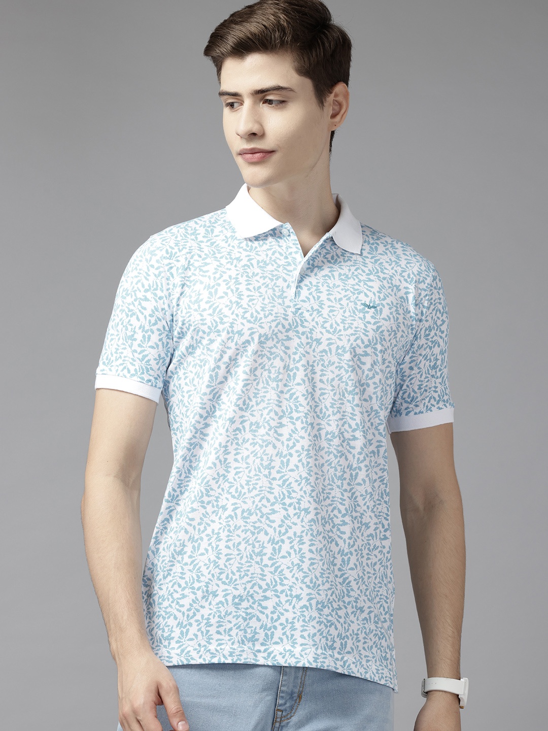 

Park Avenue Printed Polo Collar Slim Fit T-shirt, Blue