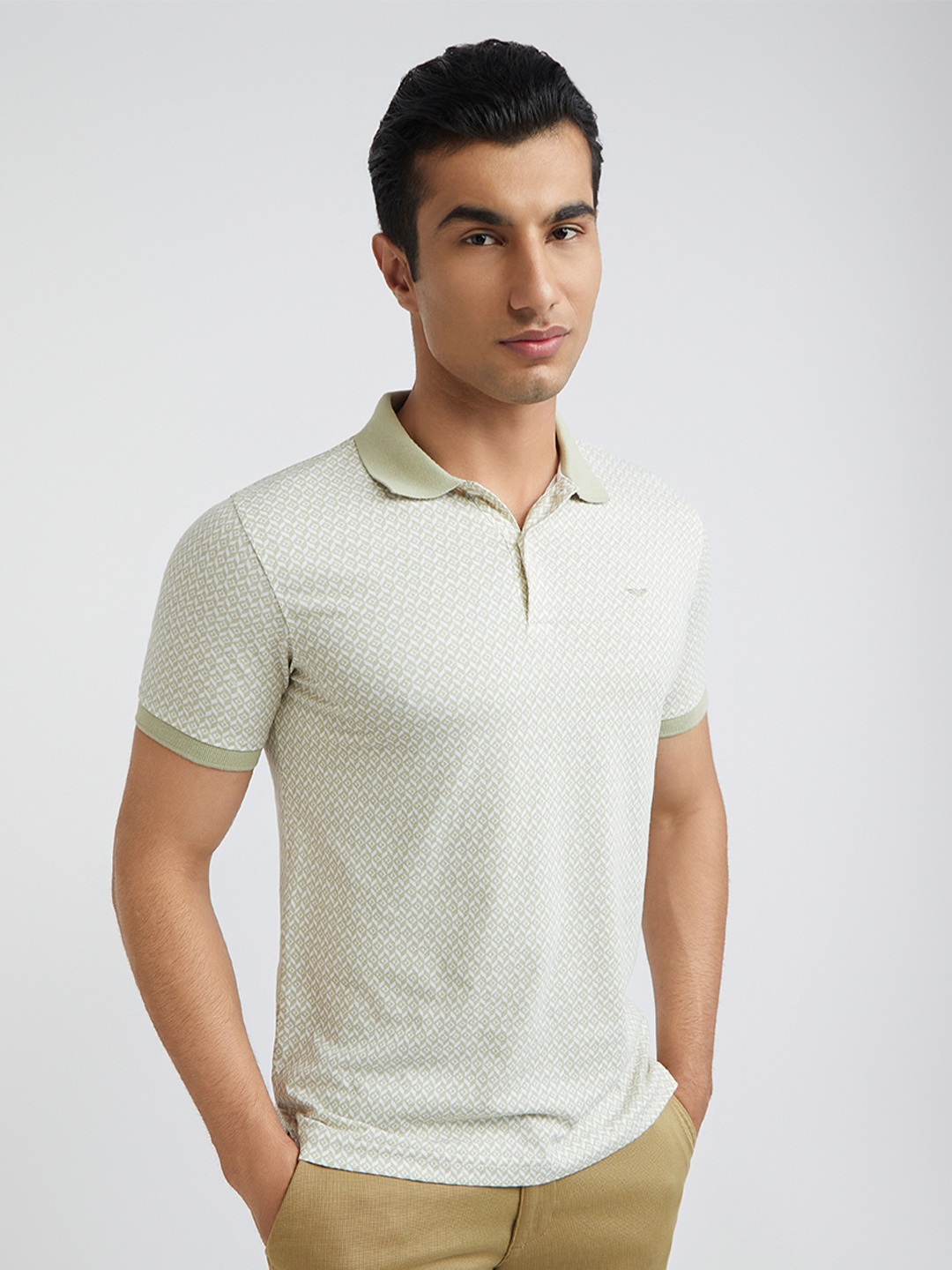 

Park Avenue Printed Polo Collar Slim Fit T-shirt, Beige