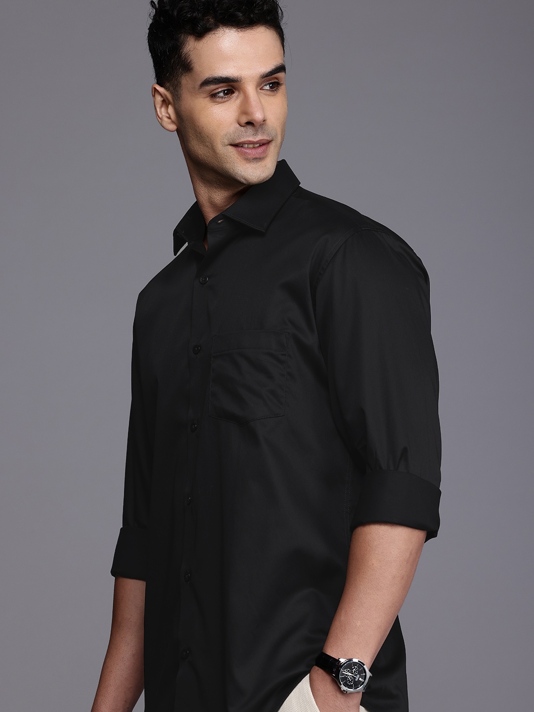 

Allen Solly Pure Cotton Classic Fit Casual Shirt, Black