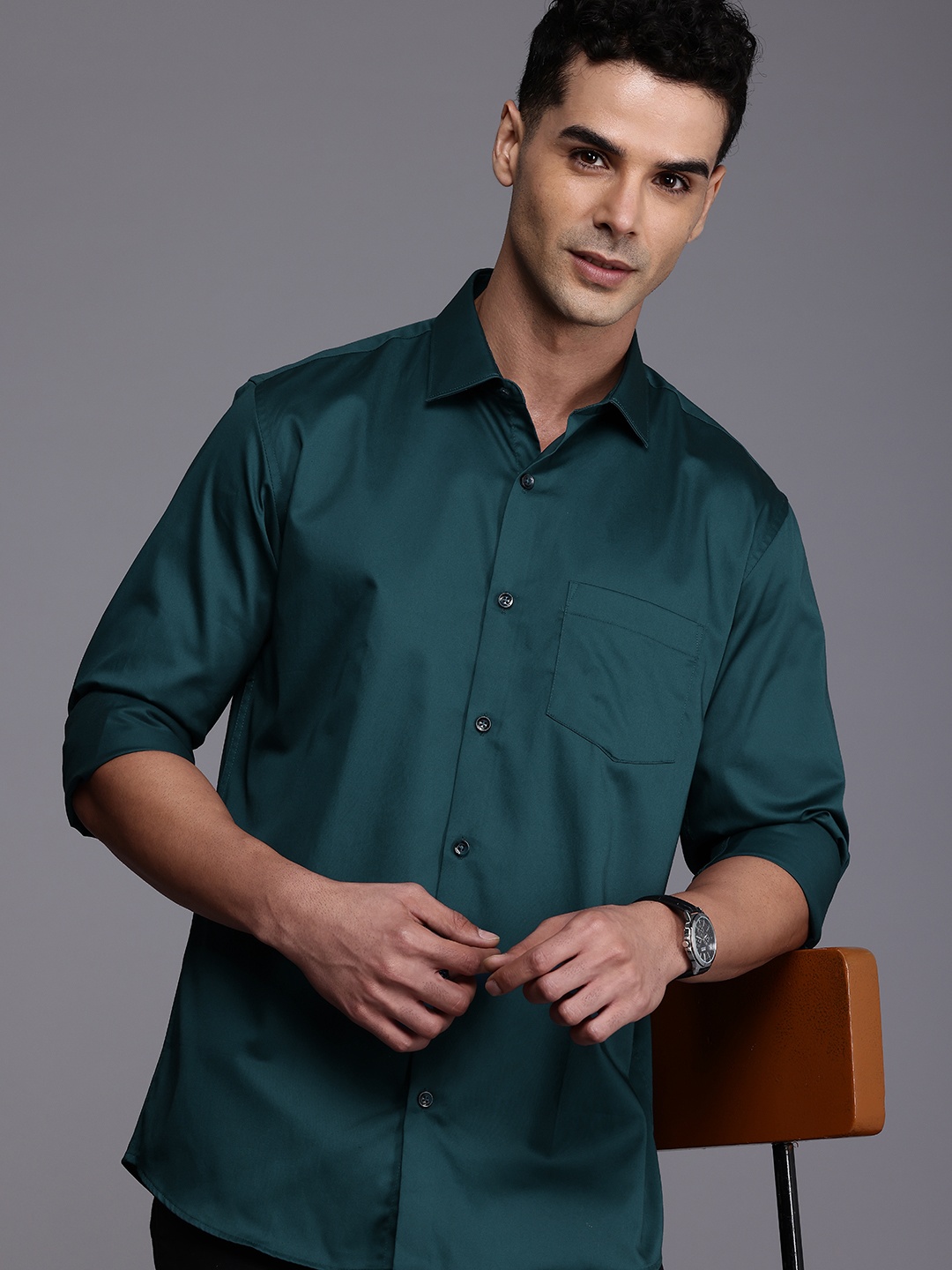 

Allen Solly Pure Cotton Classic Fit Casual Shirt, Green